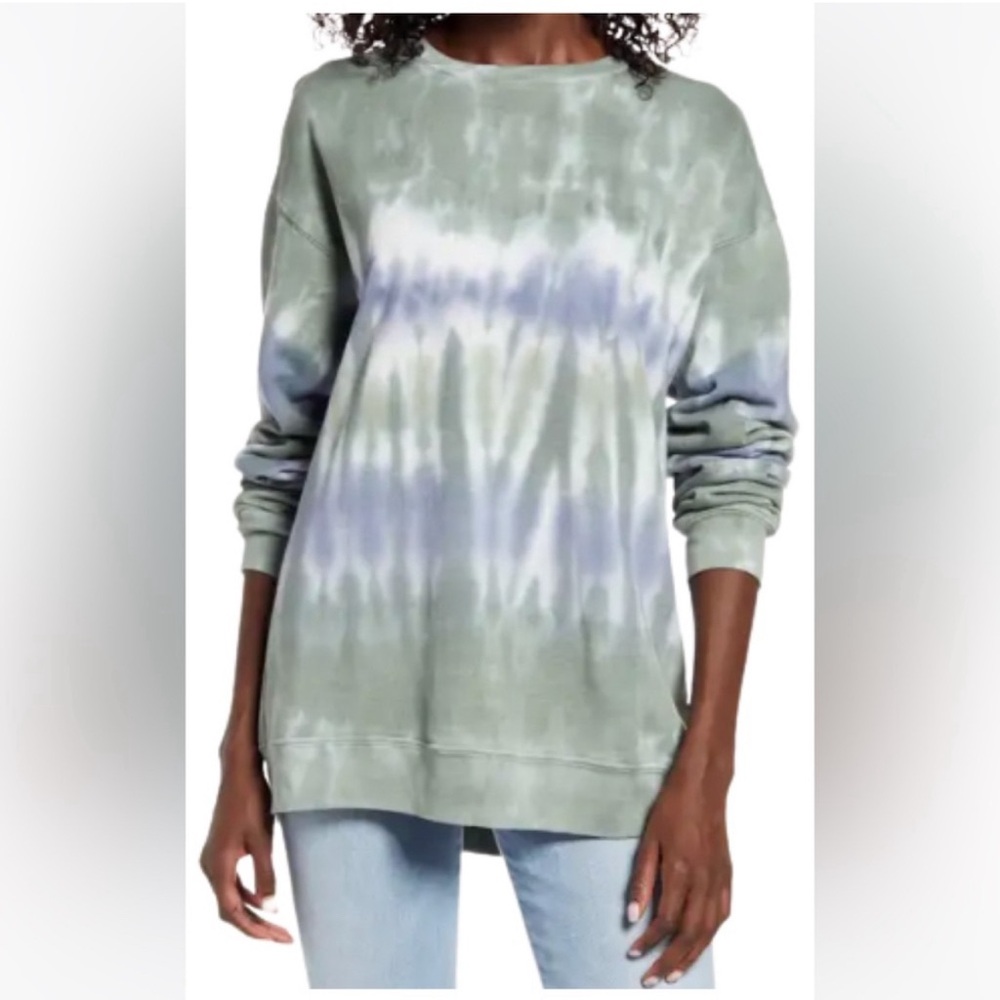 Nordstrom Treaaure & Bond Green Tie Dye Sweatshirt